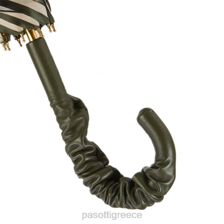 ομπρέλα | PASOTTI 189 90115-5 a35 - ομπρέλα με στάμπα λεοπάρ πράσινη ελιά με δερμάτινη λαβή 2N6B8418 για άνδρες και γυναίκες